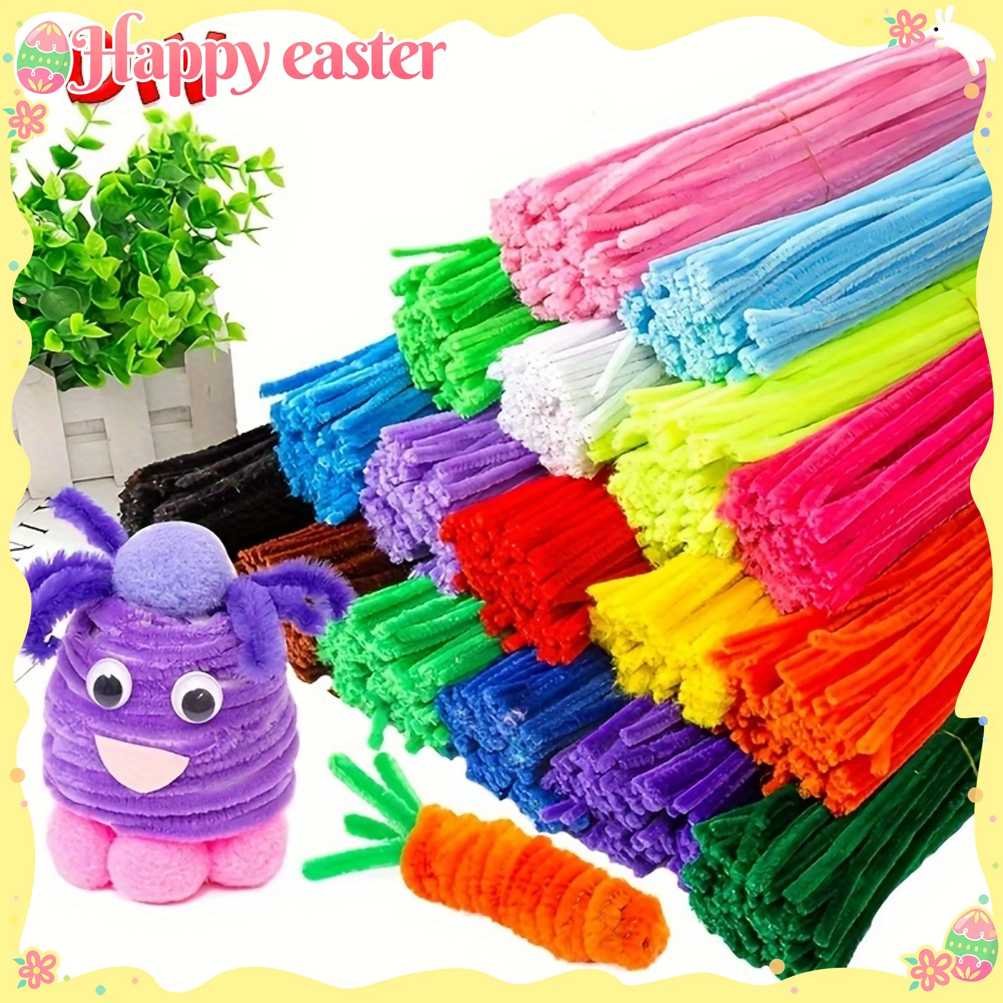 100-teiliges Plüsch-Pfeifenreiniger-Set mit hoher Dichte, flexible Bastel-Chenille-Stiele für kreative DIY-Kunstdekorationen