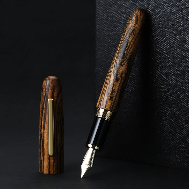 New Jinhao Wood Fountain Pen F/Bent 0.5MM 1/.0MM Nib,beautiful Tiger Stripes Vintage  Art Pen Curved Tip Office Back To School