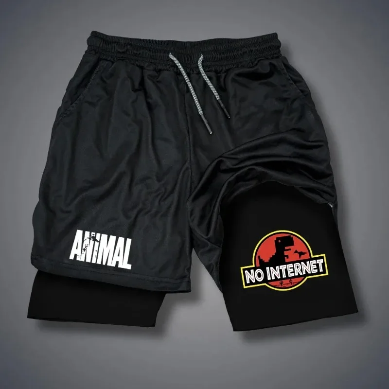 

American Double-layer Basketball Shorts, Men's and Women's Sports Pants, Fake Two Pieces, Double-layer Running Sports233