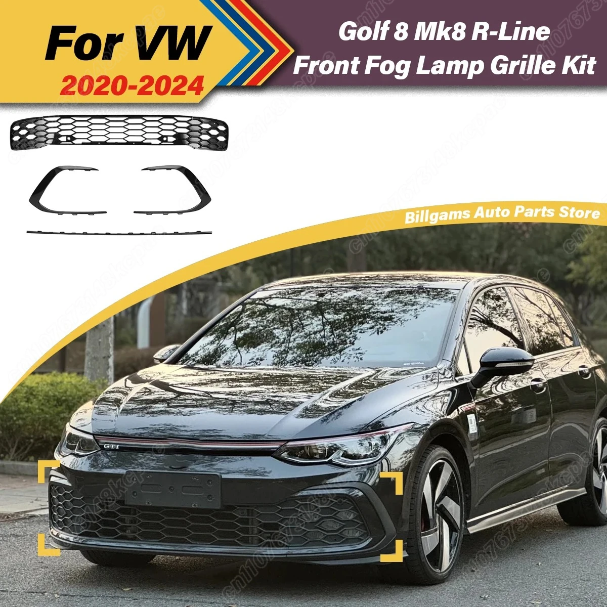 

Для Volkswagen Golf 8 Mk8 R-Line 2020 2021 2022 2023 2024 GTI Style Автомобильная передняя противотуманная фара, декоративная решетка, комплект аксессуаров