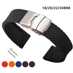 18mm 20mm 22mm 24mm Silicone Strap for Seiko Watch Band Universal Replacement Waterproof Quick Release Folding Buckle Bracelet