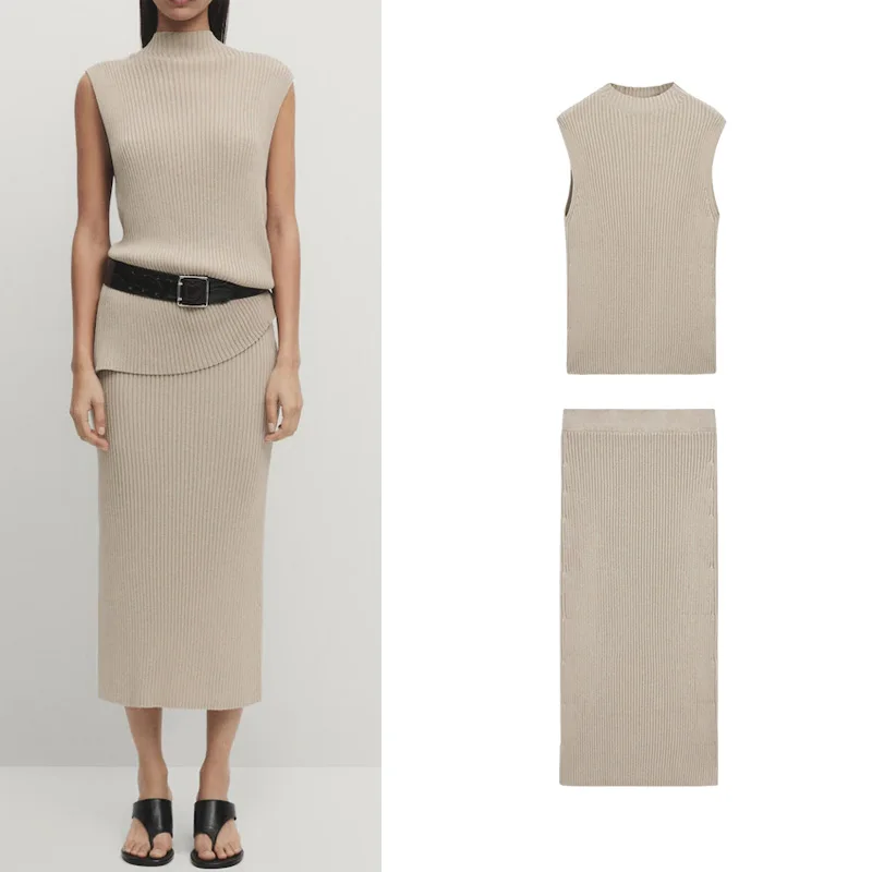 

Spring Summer New MD Knitted Set with Tu Design High Waist Straight Tube Top 5743684 And Skirt 5308684 Faionable Women's ...