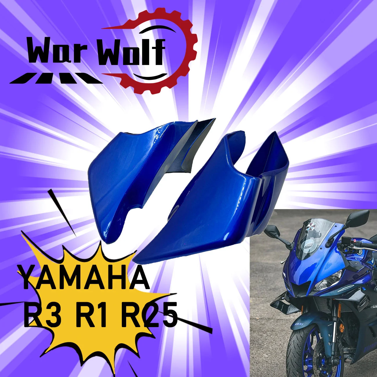 

Аэродинамический дефлектор крыла, передние спойлеры мотоцикла для YAMAHA YZF-R1 R1M R3 R25 2019-2024, прижимная сила, обнаженная посадка