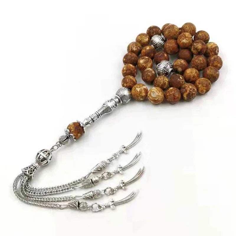 

Tasbih Natural Brazil agate stone arabic fashion islamic product 33 rosary bead ADHA Eid gift misbaha