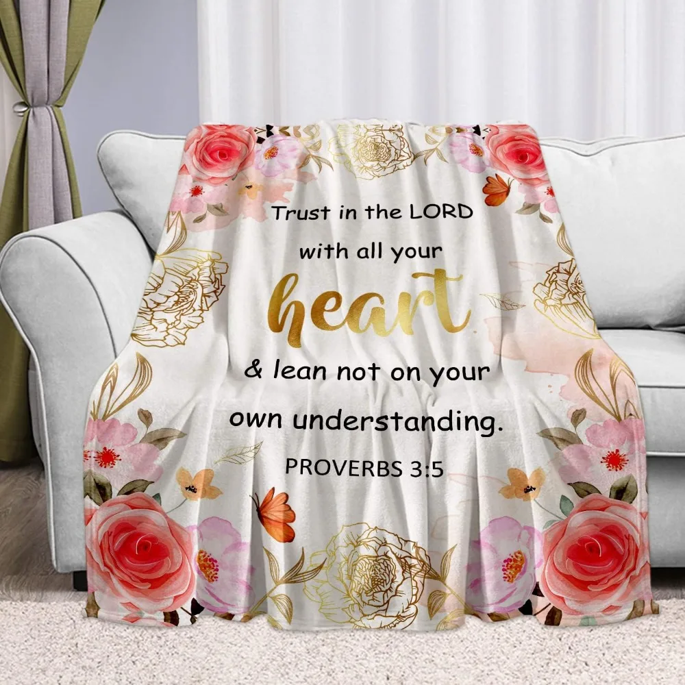 Bible Verse Blanket, Inspirational Religious Gift Throw Blanket with Bible Verse Religious Gifts for Women