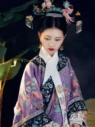 Chinese Style Hanfu Imperial Concubine Qing Dynasty Women's Clothing Print Cloak Qipao Loose Print Flower Court Style Costumes