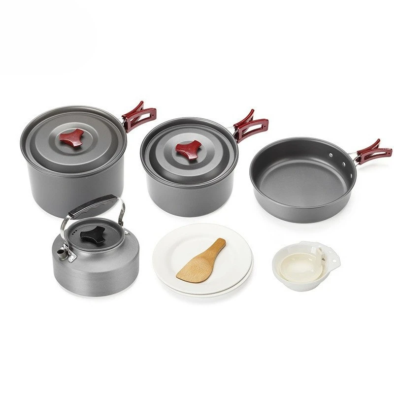 

Набор для кемпинга: походная посуда, портативный алюминиевый набор для нескольких человек с чайником и сковородой