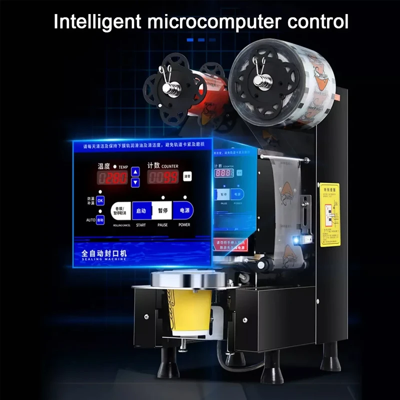

Fully Automatic 9.5cm Caliber Beverage Sealing Machine for Coffee Bubble Tea Milk Tea Shop Equipment