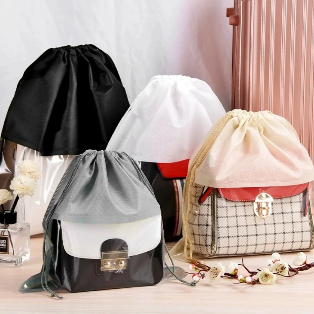 1PCS Dust Bag Handbag Moisture-proof Bundle Pocket Transparent Drawstring Storage Bag Dustproof Handbag Cover bathroom