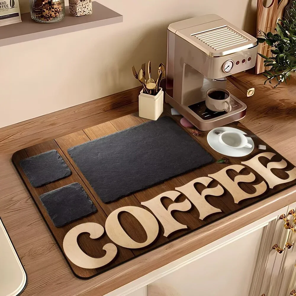 Kitchen Coffee Machine Mat Waterproof Drain Pad Non-slip Dish Drying Mats for Kitchen Quick Dry Tableware Faucet Placemat Dinnerware