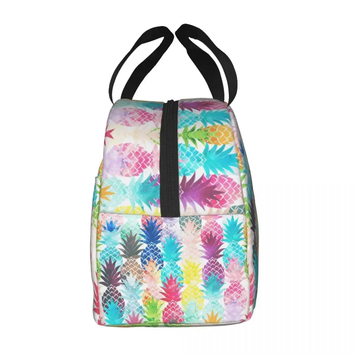 Hawaiian Pineapple Tropical Watercolor Thermal Insulated Lunch Bags Portable Lunch Tote for Kids School Multifunction Food Box