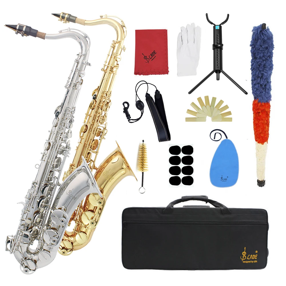 SLADE Tenor Saxophone Bb Tune B Flat Brass Sax Professional Musical Instrument With Case Reeds Gloves Parts & Accessories