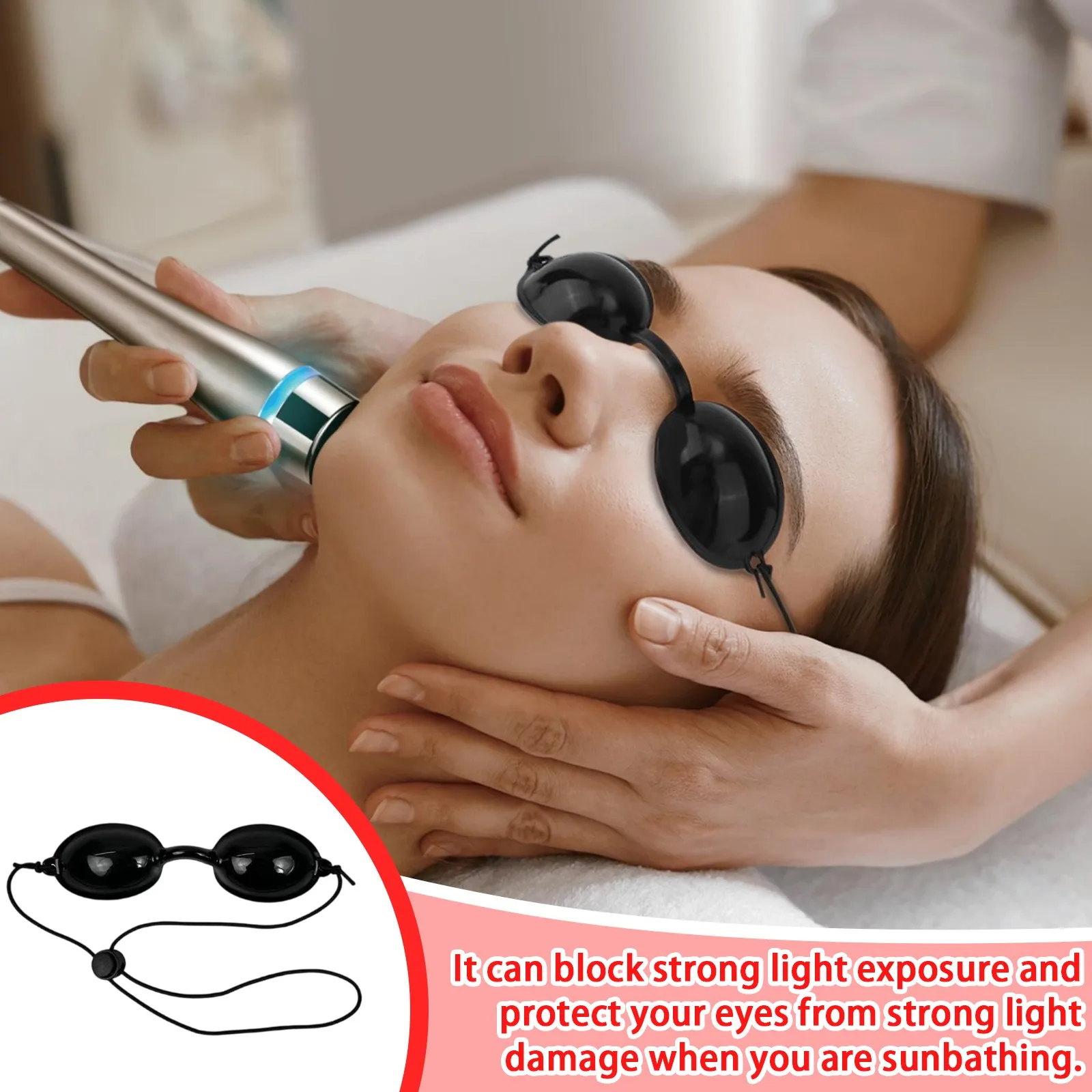 Phototherapy Eye Protection Goggles Red Light Therapy Safety Glasses Anti Slip Strap for Laser Sunblock Eye Shield