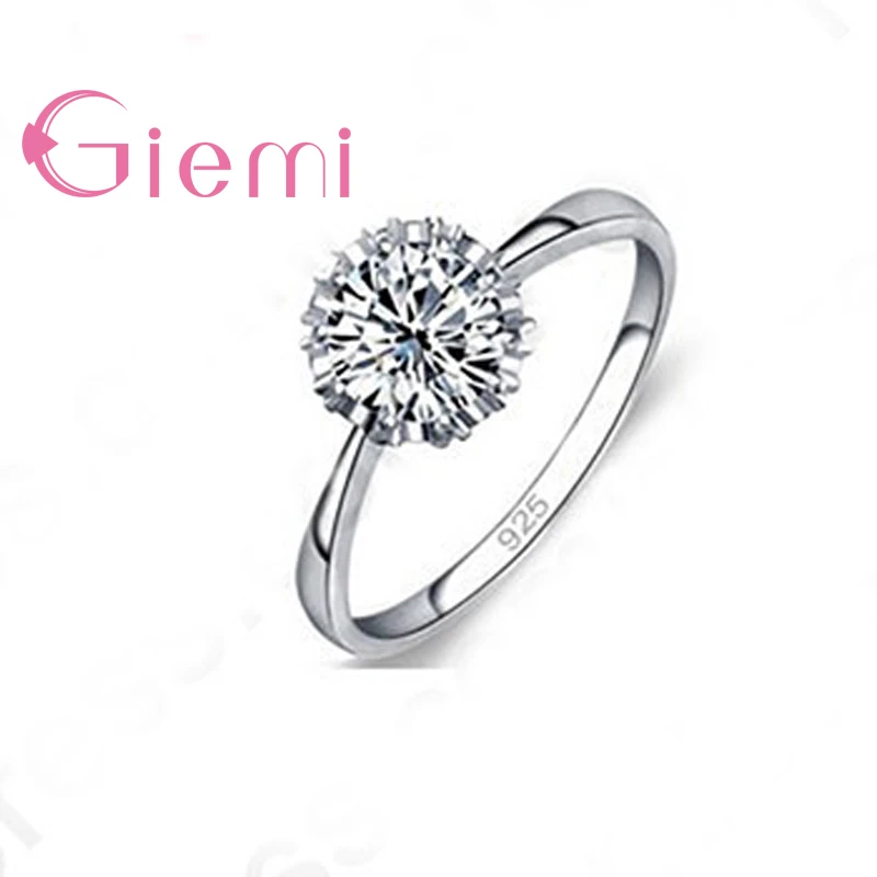 

Real 925 Sterling Silver Super Shining Cubic Zirconia Crystal Finger Rings For Women Bridal Wedding Jewelry Present