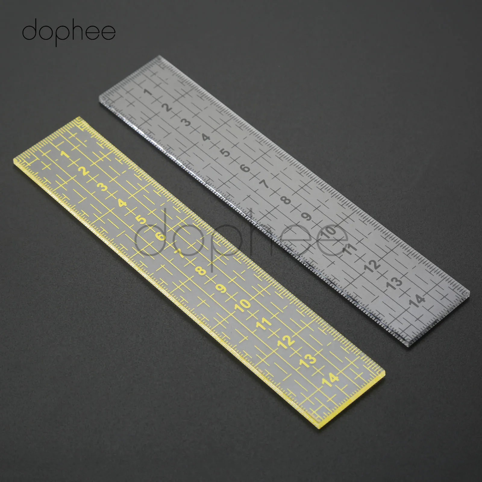 dophee 1pcs 15*3cm Quilting Ruler Measuring Tool Patchwork Foot Sewing Aligned Ruler Grid Cutting Edge Tailor Craft