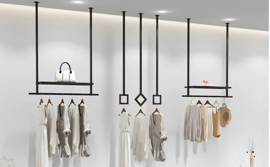 Clothes store suspended hanger iron hanger wall clothing display rack men's and children's wear men's and women's wear shelf