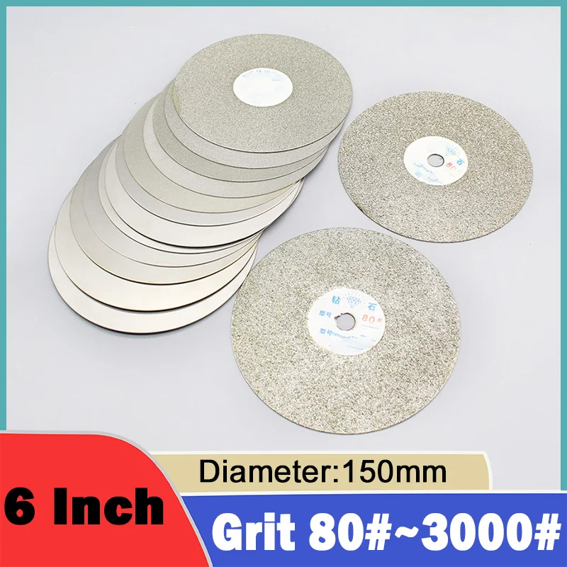 1Pcs 6 inch 150mm Diamond Polishing Disc Flat Lap Grinding Wheel Disc Jade Crystal stone Glass Laps Tool 80~3000Grit