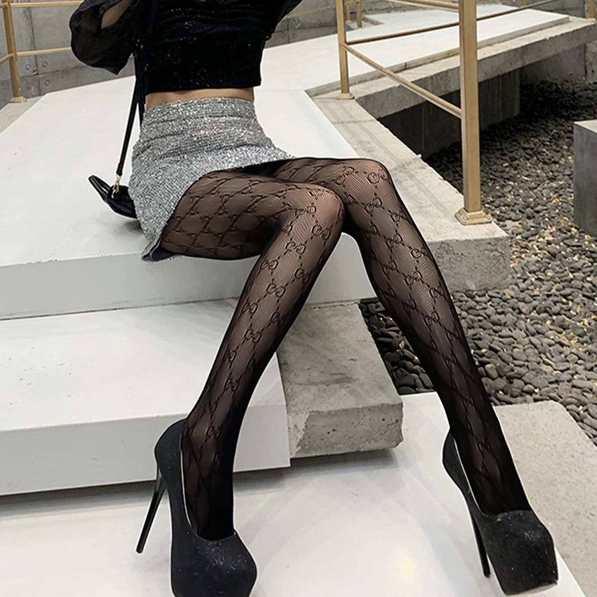 

Black Fish Net Women Hipster See Through Pantyhose Hottie Career Girls Kpop Lolita Fish Net Hollow Net Socks Special Edition