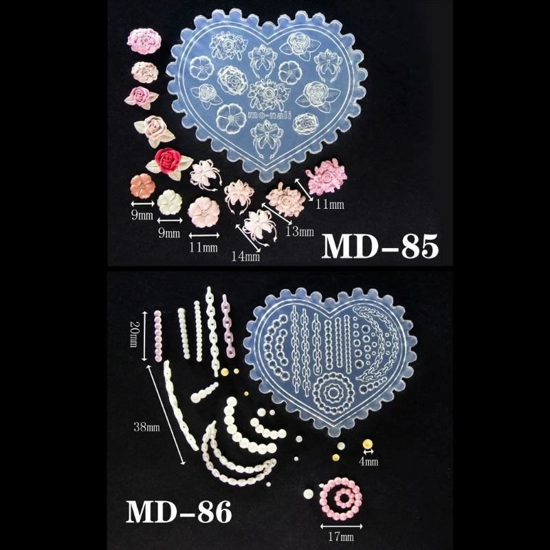 DIY 3D Chain Pearl Flower Nail Art Mold Silicone Combination Decorative Charm Nail Stamping Mould Women Nail Art Making Tool