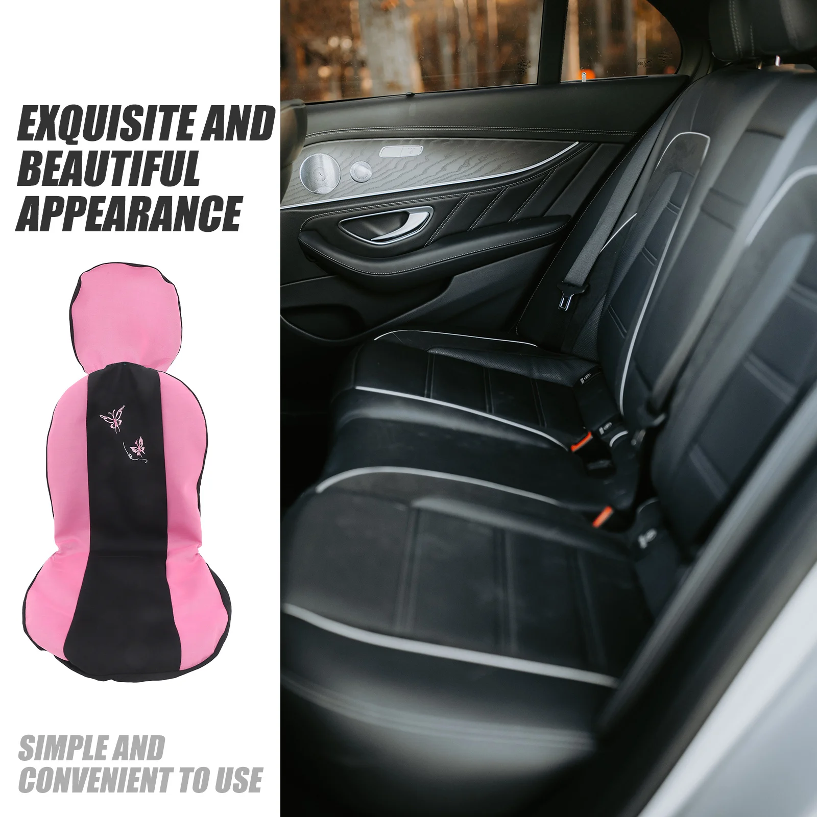 

1Set Pink Butterfly Car Seat Covers Heavy Duty Polyester Replacement Car Seat Protector Interior Covers for Auto