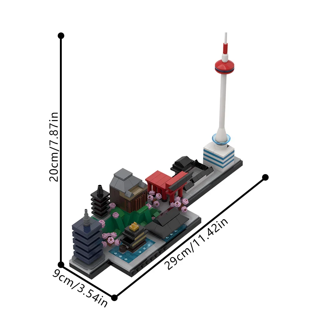 MOC Kyoto Skyline cegły Model słynna japońska architektura widok ulicy klocki DIY zabawki do montażu prezenty urodzinowe dla dzieci