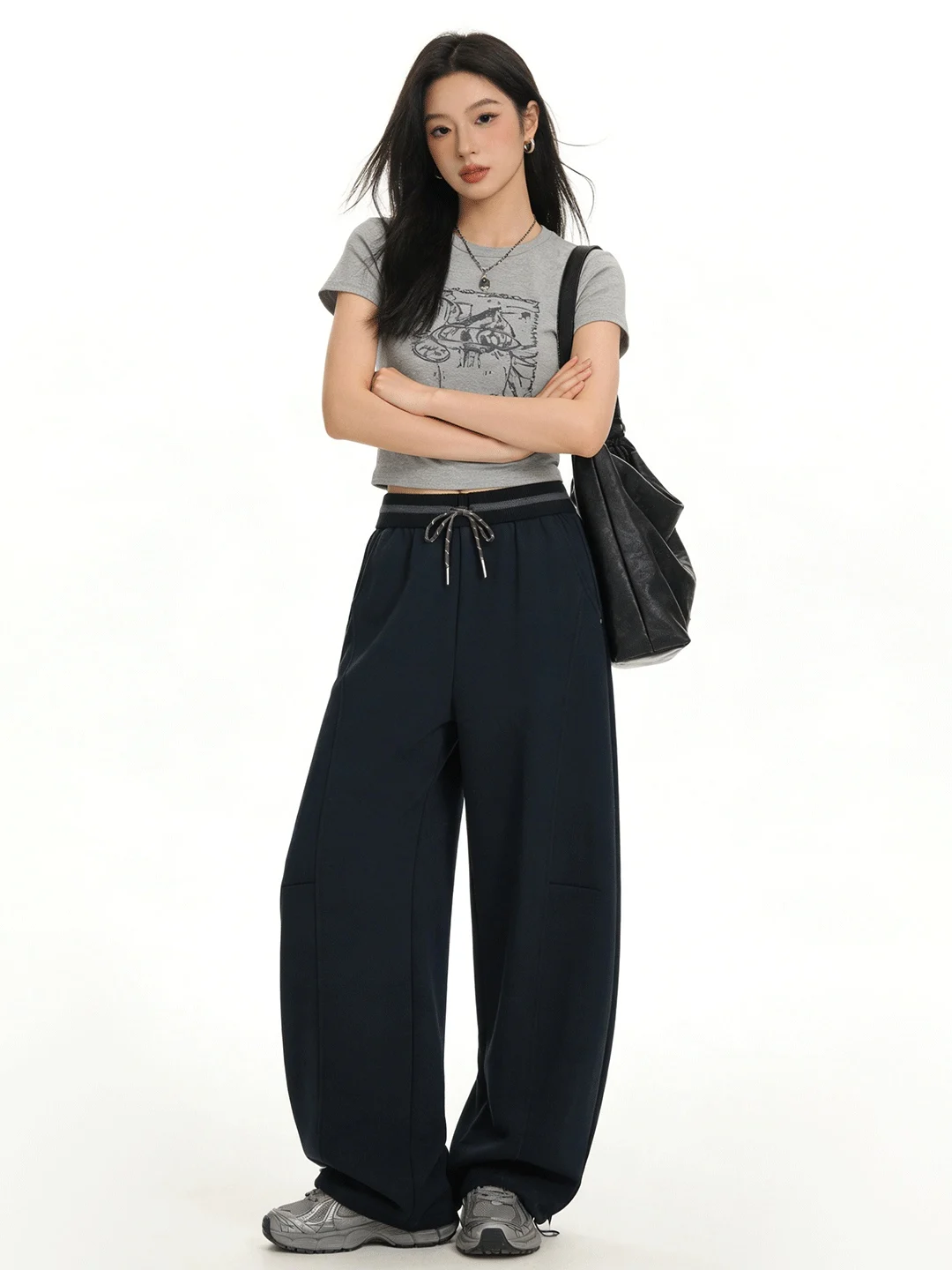 

Свободные широкие повседневные спортивные брюки в стиле ретро с цветными вставками, на эластичном поясе, весна 2026, женские, удобные, дышащие, модные