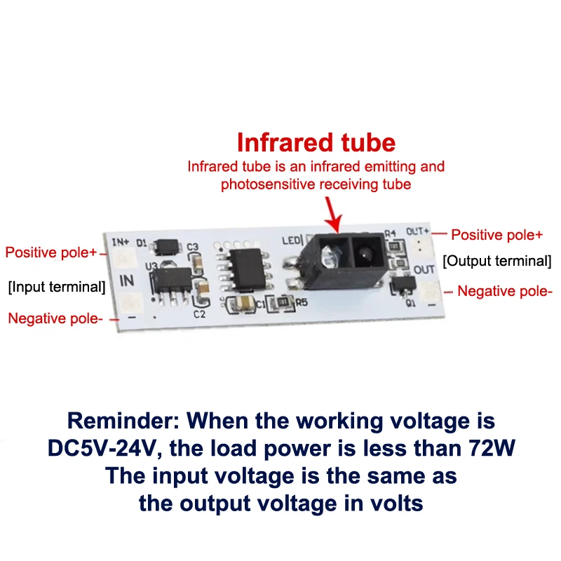Sensor DC 5V-24V 3A Handveegschakelaarmodule LED-dimcontrolelampen Actieve componenten