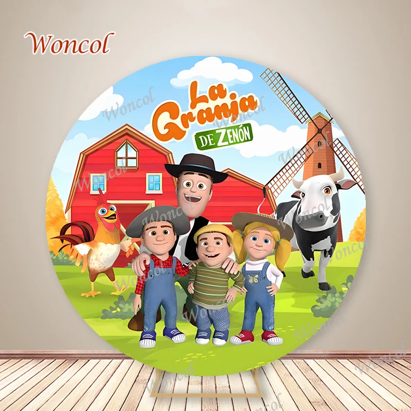 La Granja De Zenon Round Cover Farm Barn Animal Birthday Background La Granja De Zenon Cylinder Cover
