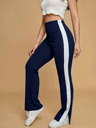 Pantalon moulant décontracté pour femmes, pantalon de sport, ourlet fendu, couture latérale, logo d'abonnés, mode