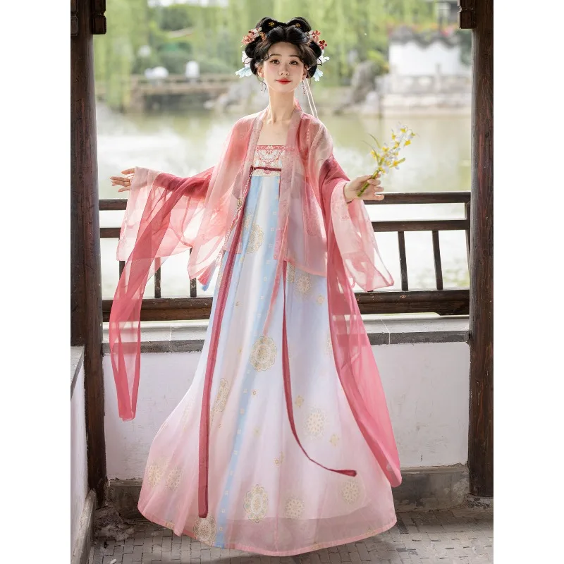 Tang Dynasty Hanfu Female Famen Temple Shampoo Chest-length Broken Skirt Daily Fairy Summer