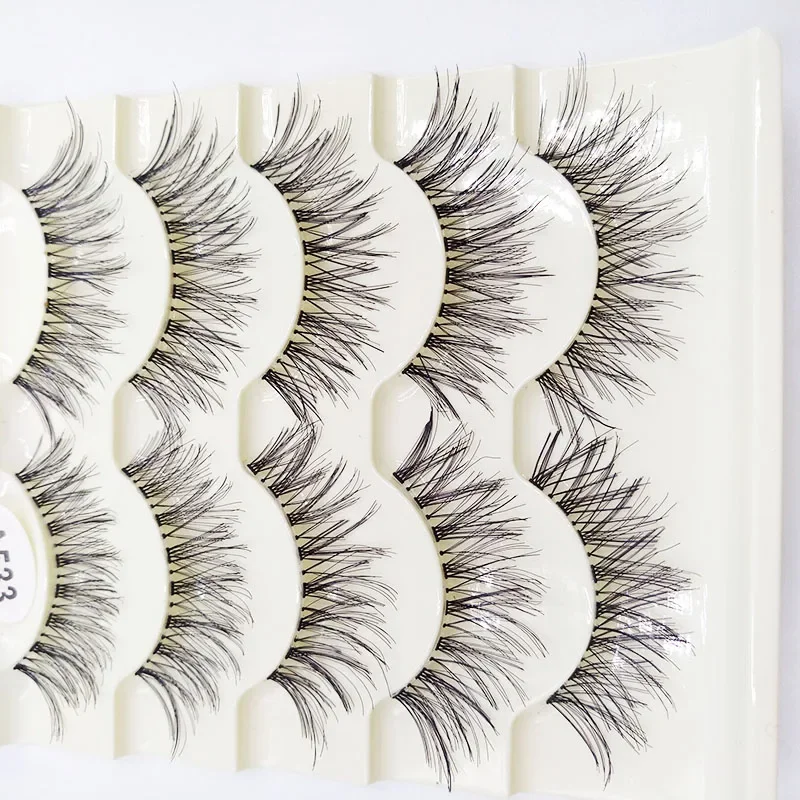 5 Paare/satz 3D Faux Nerz Haar Kreuzmuster Falsche Wimpern Natürliche Wirkung Gefälschte Wimpern Wimpern Verlängerung Täglichen Verschleiß