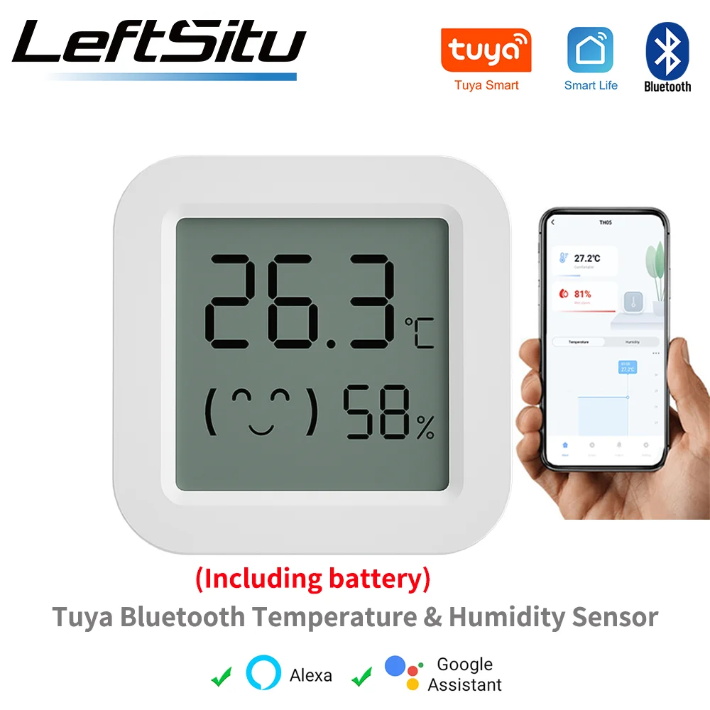 Tuya Temperature Humidity Sensor Mini LCD Digital Display Compatible with Bluetooth APP Remote Control Thermometer Hygrometer