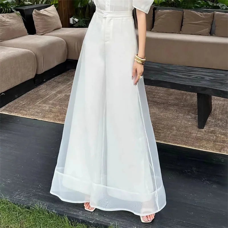 Ropa de mujer, pantalones de mujer para principios de otoño, nuevo diseño de moda Sense Niche, pantalones casuales, pantalones de mujer, pantalones sueltos de pierna ancha de hilo