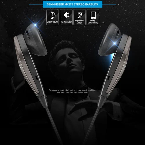 Imagen 2 del producto Original Sennheiser MX375 auriculares estéreo auriculares de graves profundos 3,5mm auriculares deportivos resolución HD música para iPhone Androd