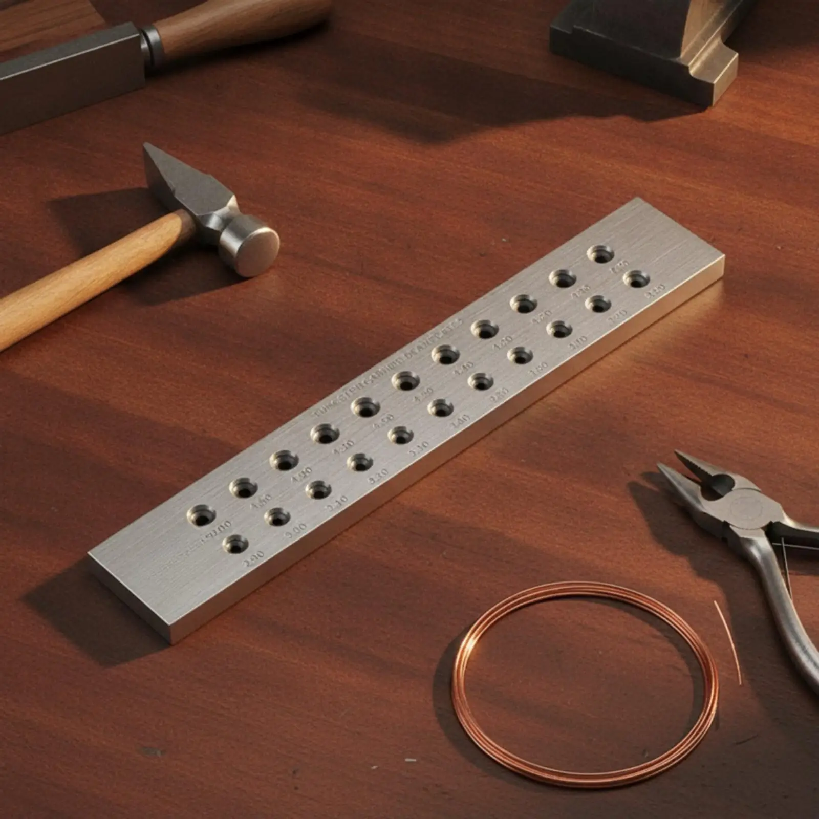 Rectangular Wire Draw Bench Plate with Round Holes Precision Tungsten Carbide Wire Drawing Plate Brushed Silver Finish for