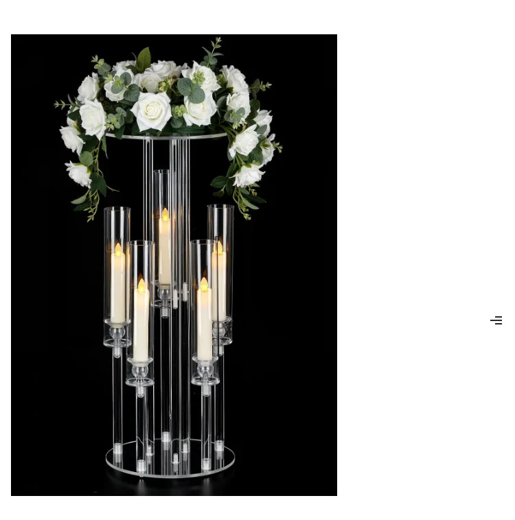 Acrylic Candelabra Centerpiece Candy Bar Flower Rack for Table Wedding Reception  Candle Holder Stand for Party Decoration