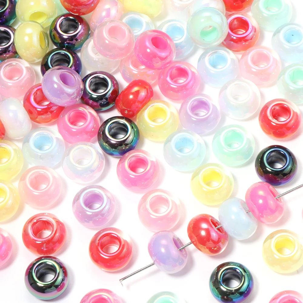10 Stück/Set UV-beschichtete farbige Acryl-Abakusperlen mit großem Loch, lose Abstandsperlen für Schmuckherstellung, DIY-Armband- und Halskettenzubehör – Detail 7