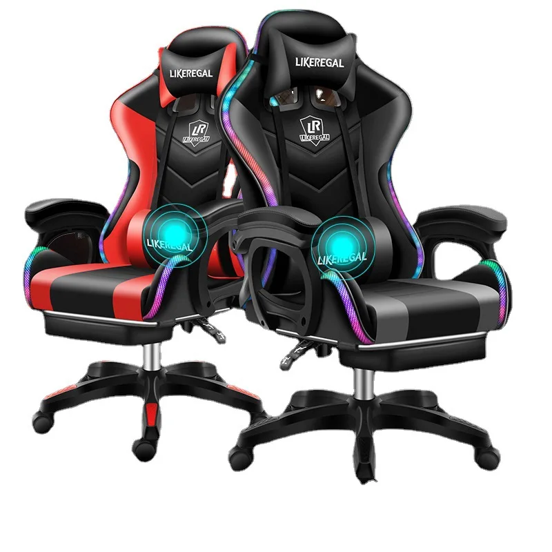 

A Hot sale Custom Cheap Pu Leather Computer PC Game Racing Silla Gamer Rgb Led Massage Gaming Chair with Lights and Speakers