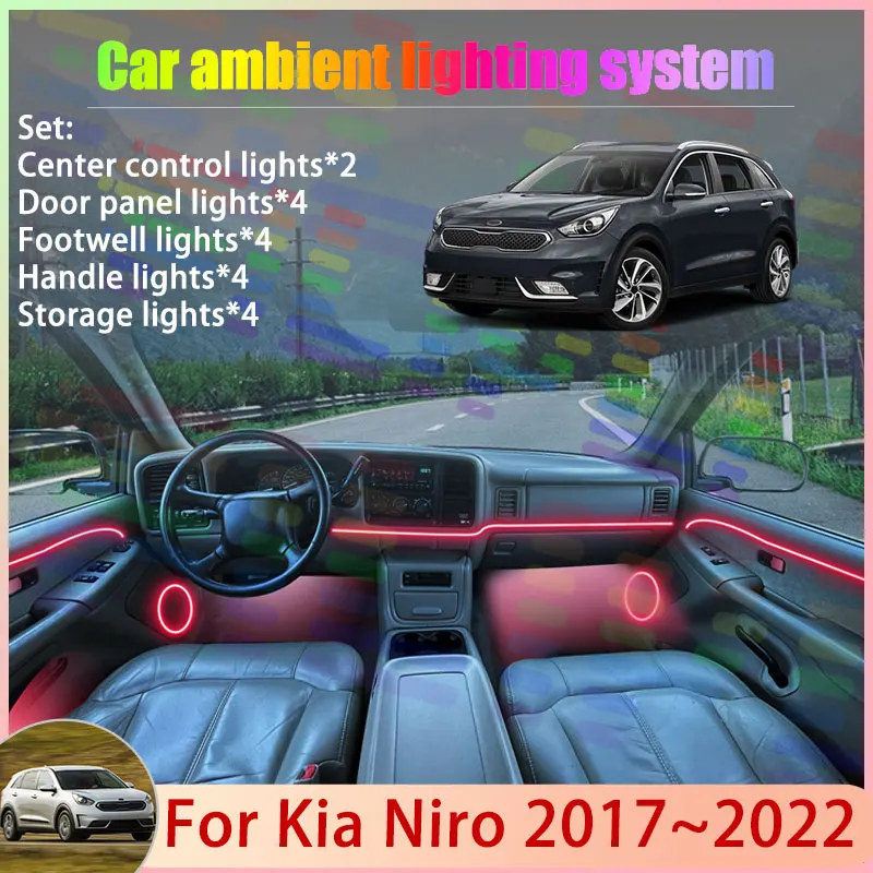 Для Kia Niro 2017~2022 MK1 DE 2/24 в 1: Комплект RGB-подсветки салона автомобиля, атмосферные лампы, аксессуары и запчасти Для Kia Niro 2017~2022 MK1 DE 2/24 в 1: Комплект RGB-подсветки салона автомобиля, атмосферные лампы, аксессуары и запчасти