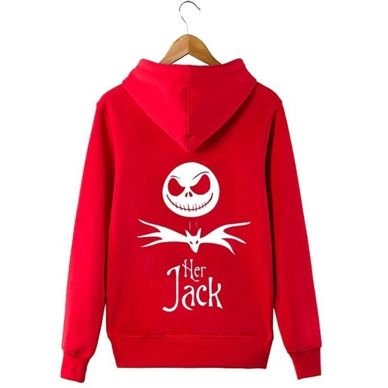 Vintage Jack and Sally Couple Printed Hooded Sweatshirt Men Women Harajuku Rapper Hip Hop Streetwear Men\'s High Street Hoodie