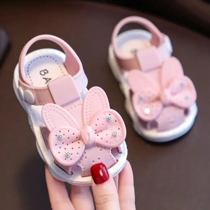 Solid Bow Children Summer Shoes Cute PVC Beach Non Slip Sandals For Baby Girls Footwear Soft Infant Kids Fashion Sandals