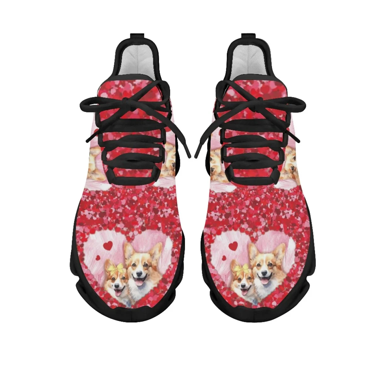 INSTANTARTS Valentine's Day Casual Shoes Lovely Corgi Red Design Couple Mesh Sneakers Comfort Air Cushion Shoes Shoes Zapatos