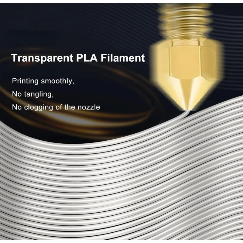 Clear PLA Filament 1.75mm,High Light Transmittance Transparent PLA Filament 1kg(2.2lbs) Spool, Dimensional Accuracy ±0.02mm