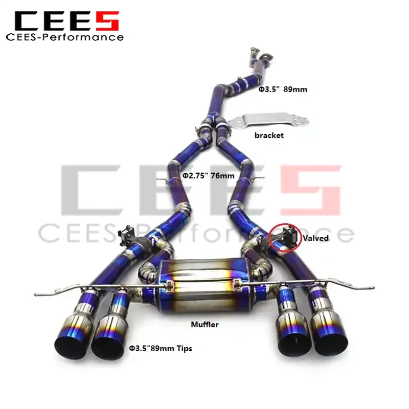 cees Newest Catback Exhaust Pipe for BMW M3/M4 G80/G82/G8X 2021-2023 With Carbon Fiber Tips Exhaust Muffler Escape