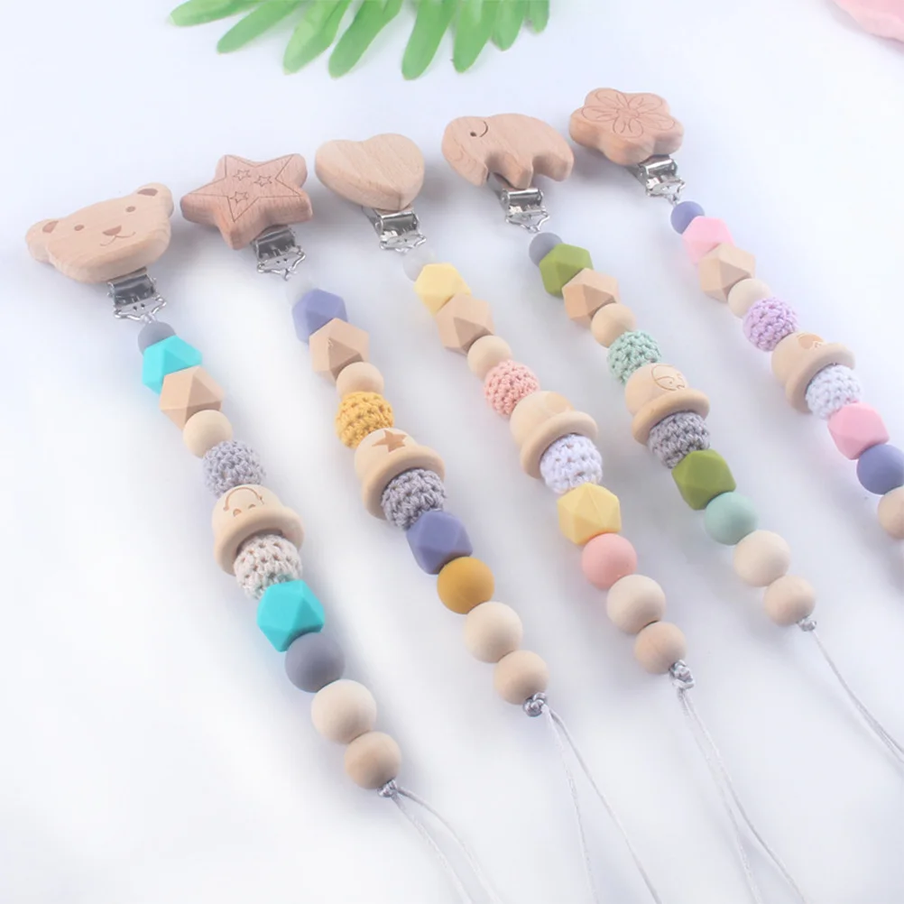 

1Pcs Pacifier Chain Clip Anti-Drop Silicone Soother Teether Safe Practical Unique Design Bright Color