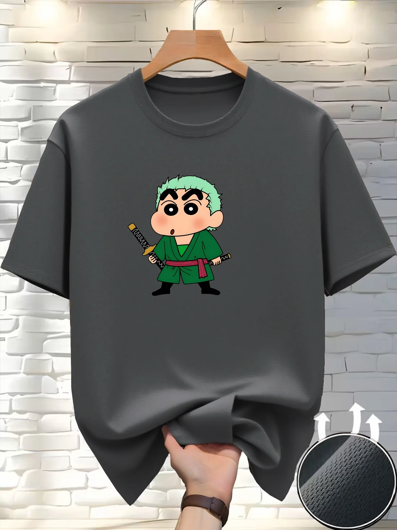 Little Shin Mens Printed Casual T Shirt Round Neck Short Sleeve Mesh Breathable Summer Comfortable Top