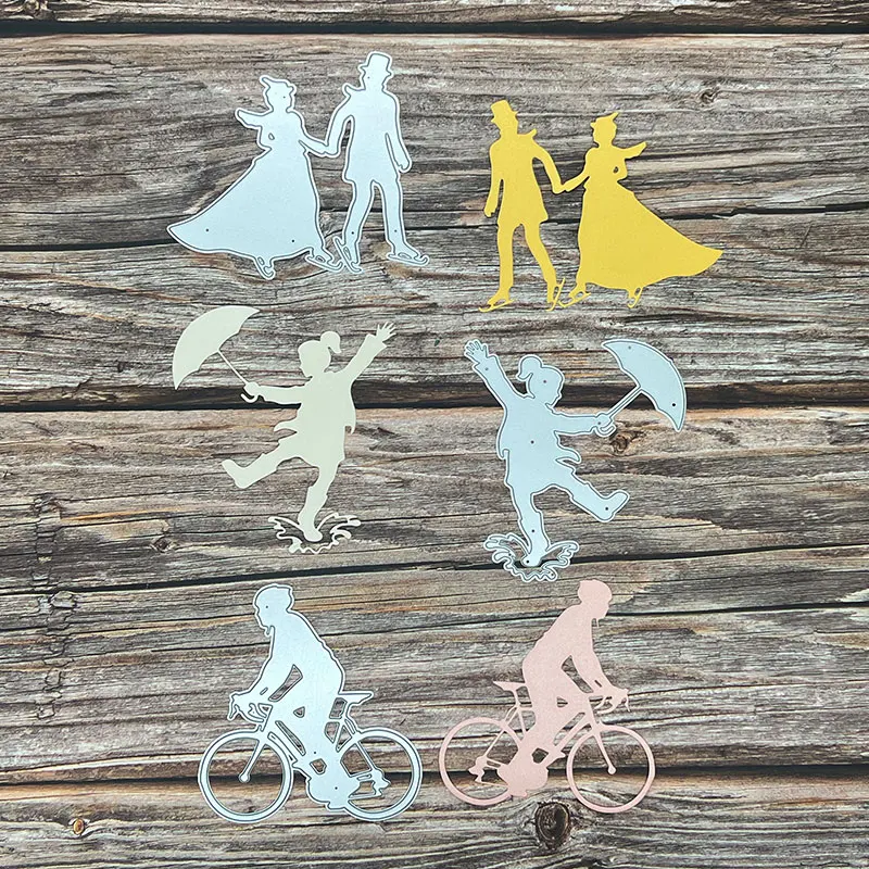 lovers metal Die cutting ice-skating knurling mold Boy Riding a Bicycle Clipbook and card making girl Manual DIY Die Cut