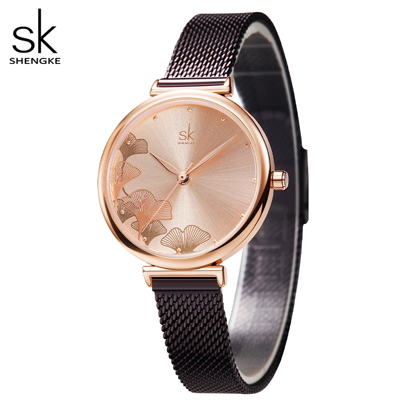Relojes Shengke de diseño Original para mujer, relojes de pulsera de cuarzo a la moda con trébol de la suerte para mujer, reloj femenino elegante de lujo superior