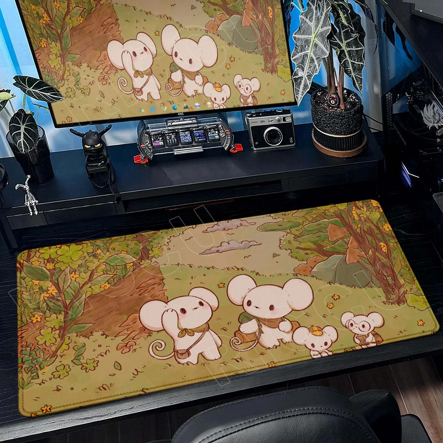 Cartoon Kawaii P-Pokemon Maushold Mouse Pad PC Gaming Mechanical Keyboard HD Rubber Washable Non-Slip Lock-Edge Playmat Home Rug