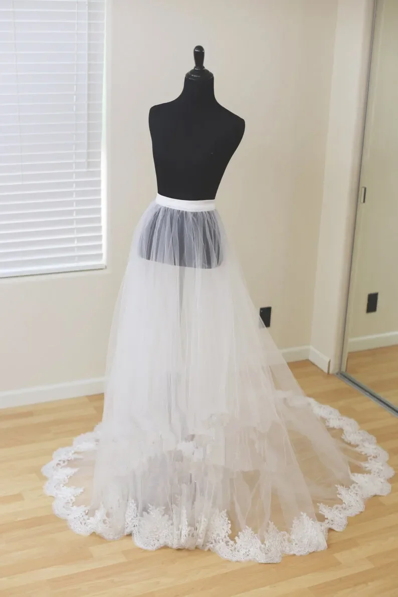 Dilepas Rok Pengantin Pernikahan Overshoe, Dapat Dilepas Tulle Rok Renda Yang Dapat Dilepas Rok kustom Pengantin Tulle Rok Tulle Dress